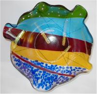 Mike Garner fused and slumped bowl with dichroic glass